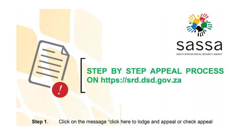 SRD 350: Steps on How to Appeal On https://srd.dsd.gov.za