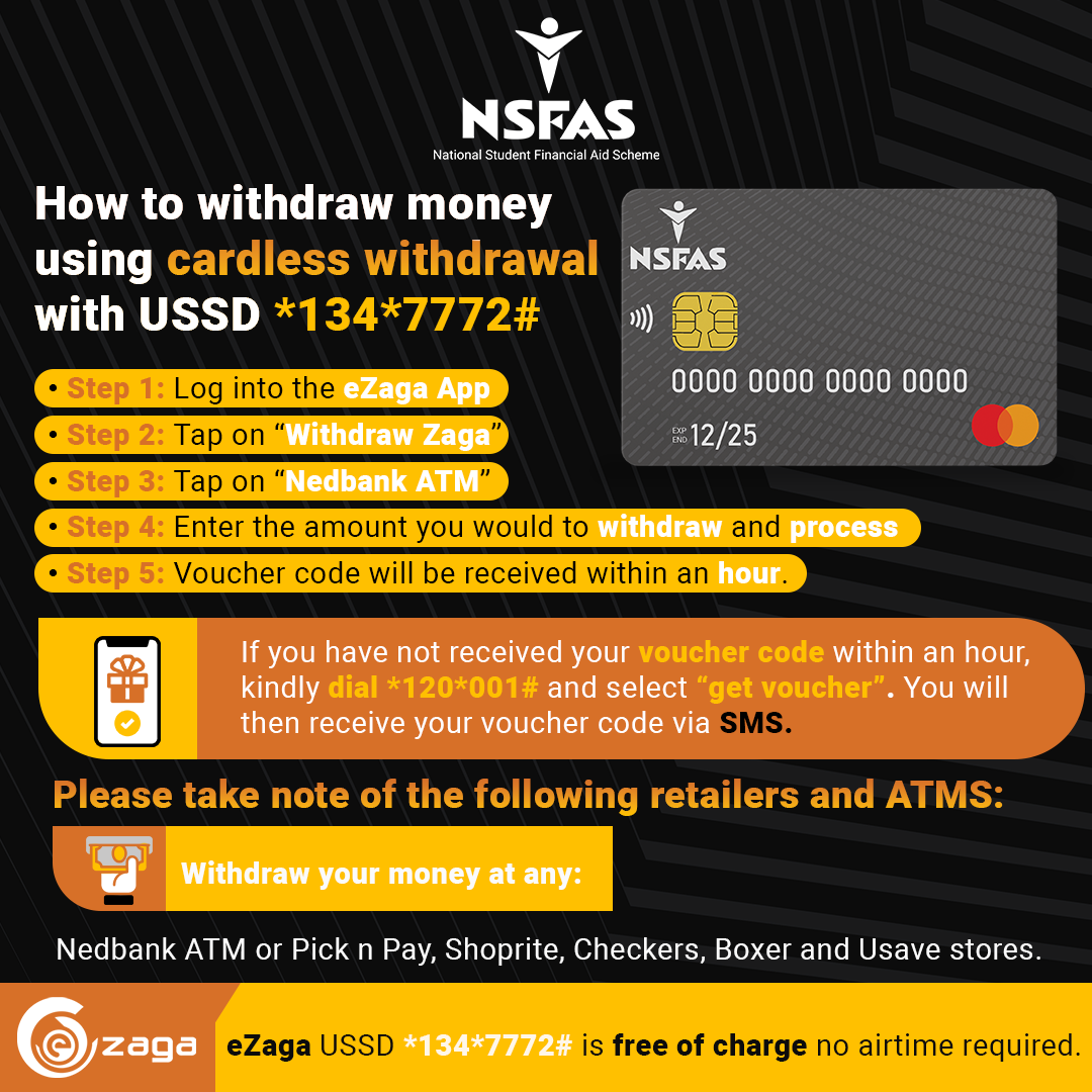 NSFAS: How to withdraw Money Using Cardless Withdrawal